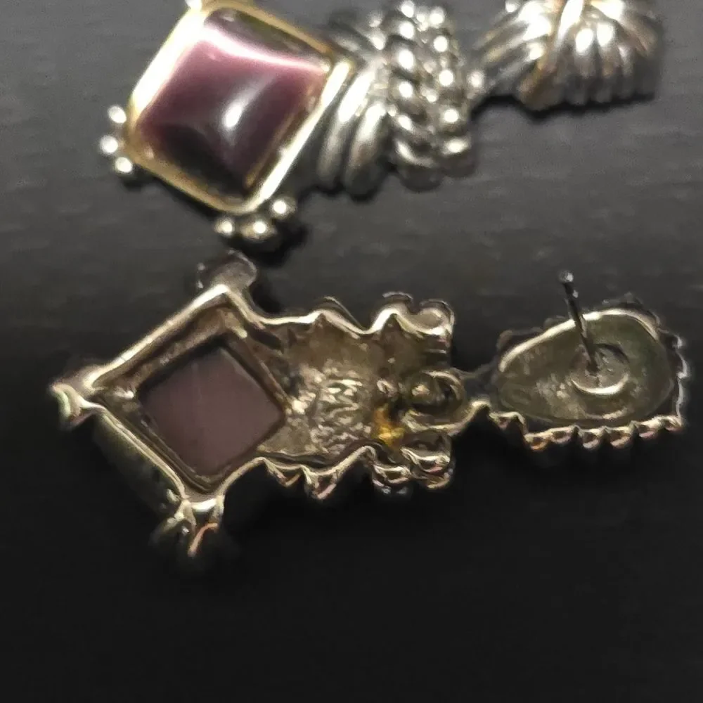 Elegant Silver and Purple Earrings - Picture 3 of 5